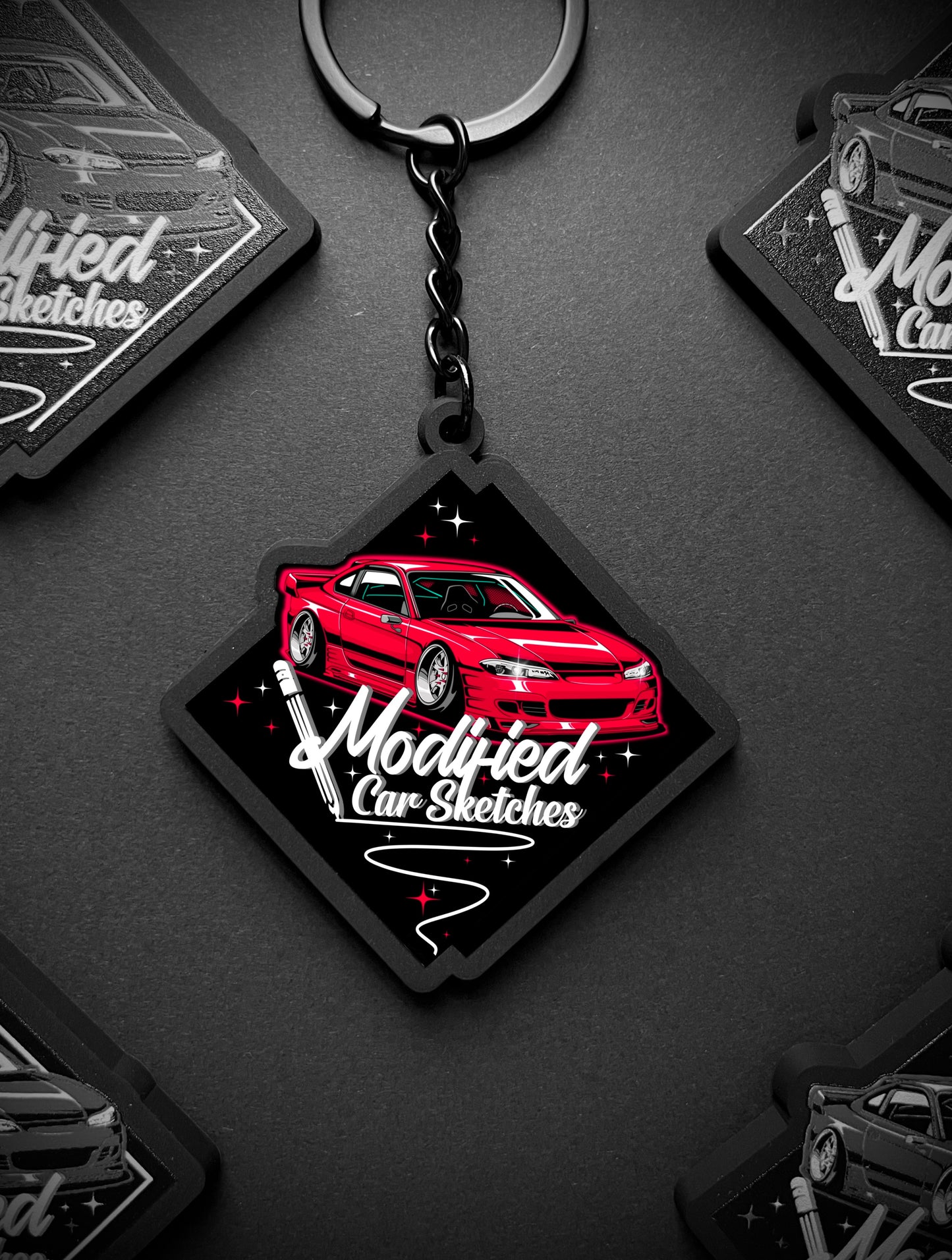 Modified Car Sketches Keyring
