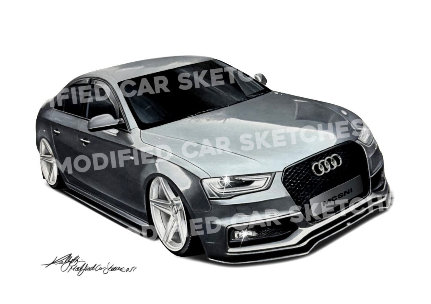Audi A4 Hand Drawn Print
