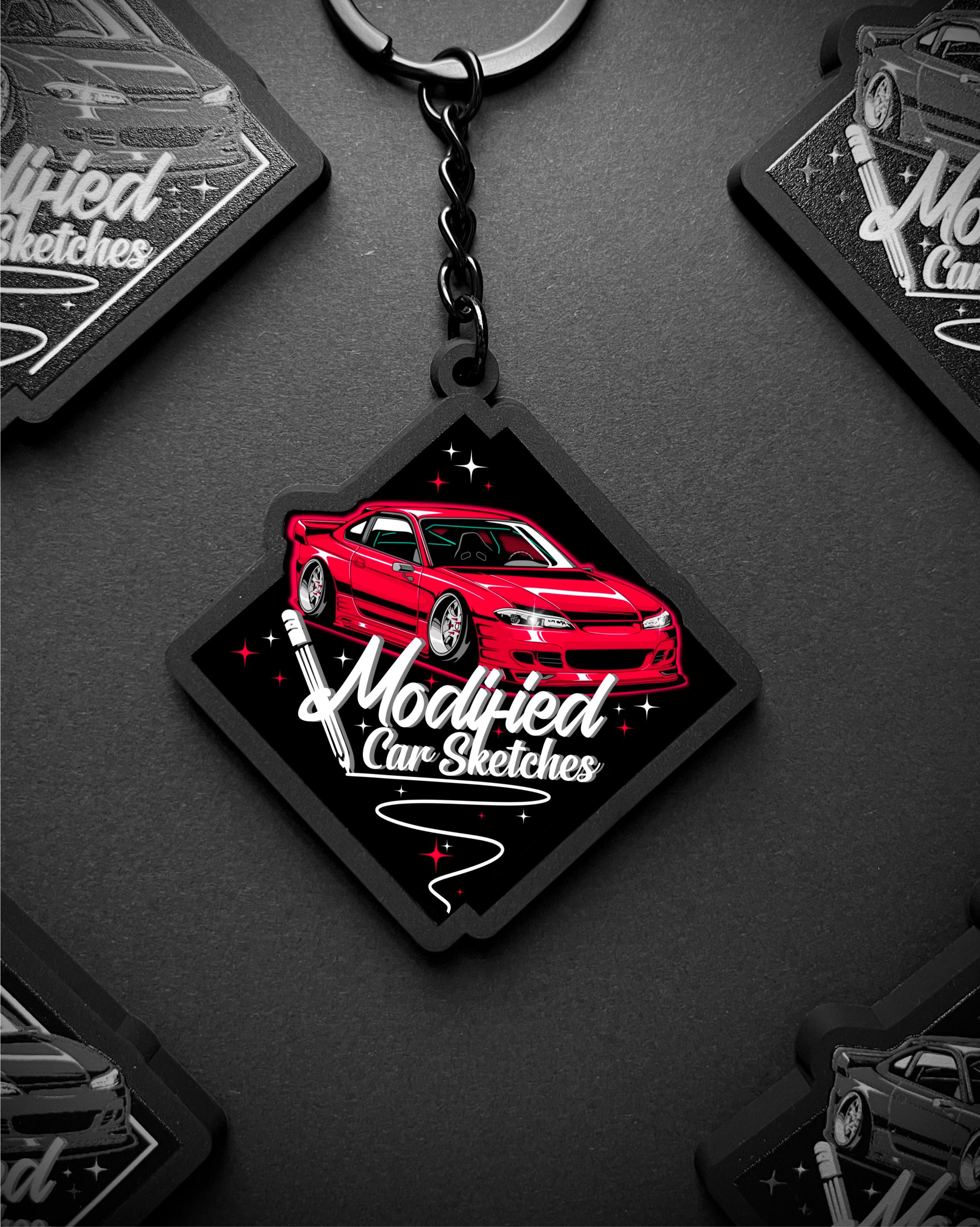Modified Car Sketches Keyring