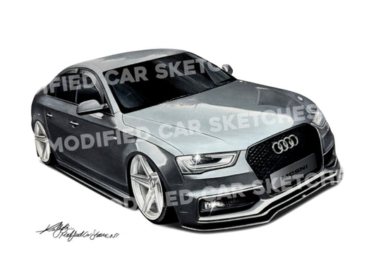 Audi A4 Hand Drawn Print